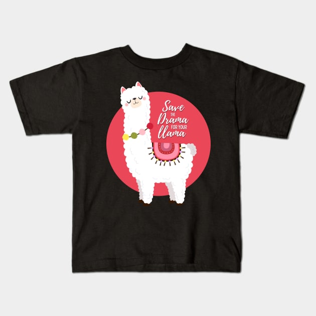 Funny Llama Drama Kids T-Shirt by RenataCacaoPhotography